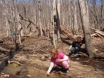 kids playing in the woods early spring